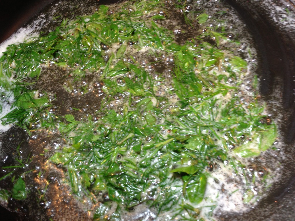 Frying herbs